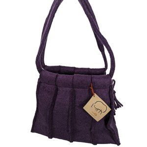 The Winding Road Shoulder Bag Purse  Handmade  Nepal Felt Wool Large Purple  NWT